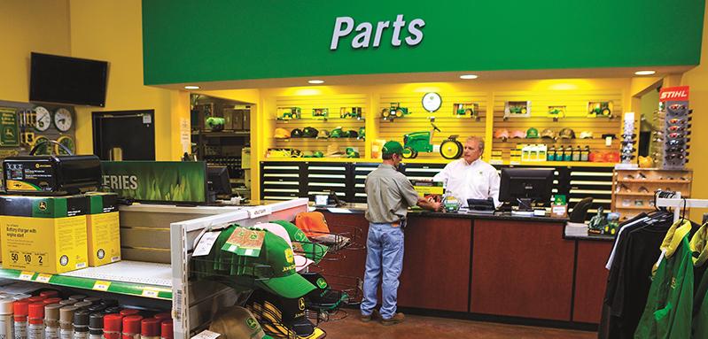 A parts counter at a John Deere dealership